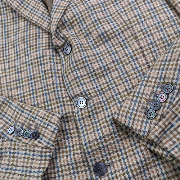 Sartoria Partenopea Sport Coat Silk Wool Linen Checked Multicolor 46R - Picture 4 of 15